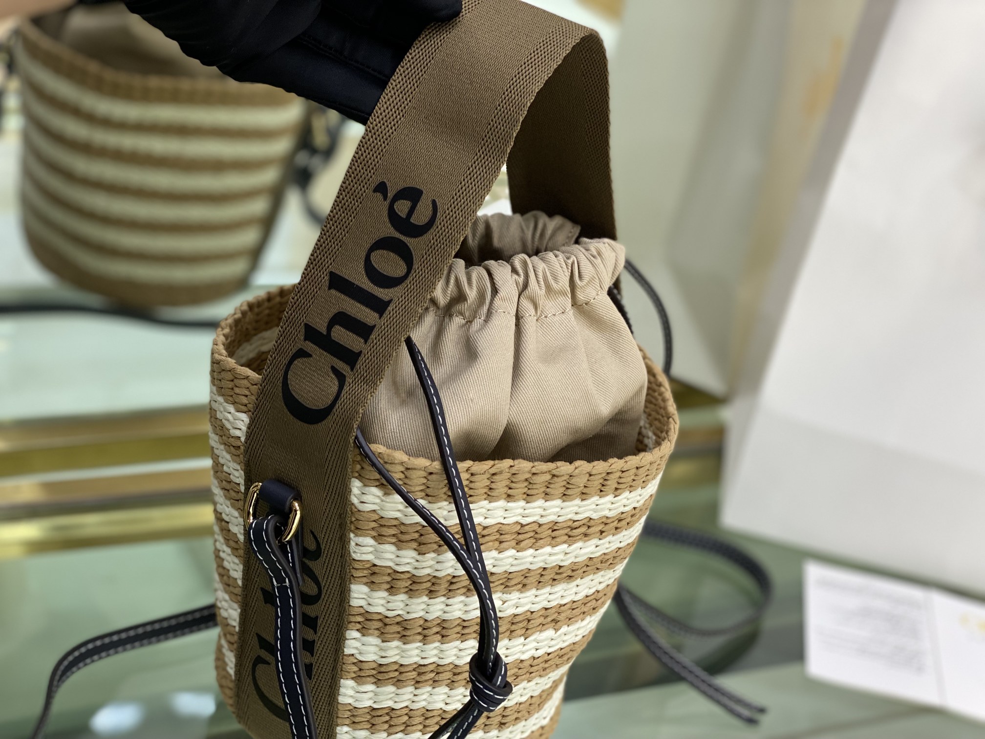 Chloe Small Woody Basket In Natural Fibers 